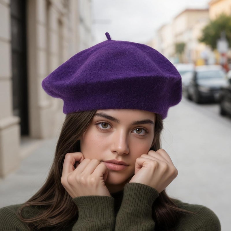AURORAAEGIS French Beret Hats for Women - Classic Wool Beret Hats Soft Knit Winter Cloche for Daily Outfits - Image 3